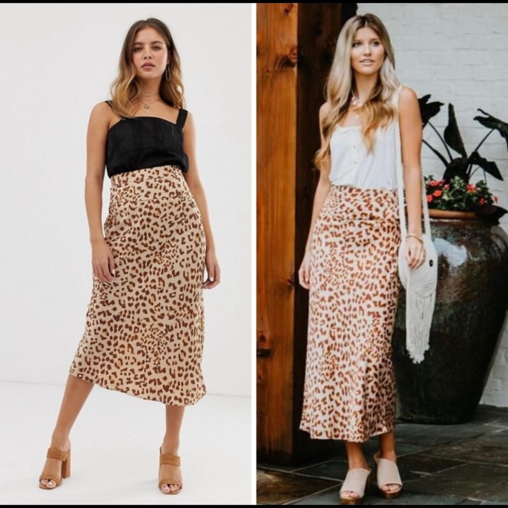 New Free People Normani Bias Skirt Leopard